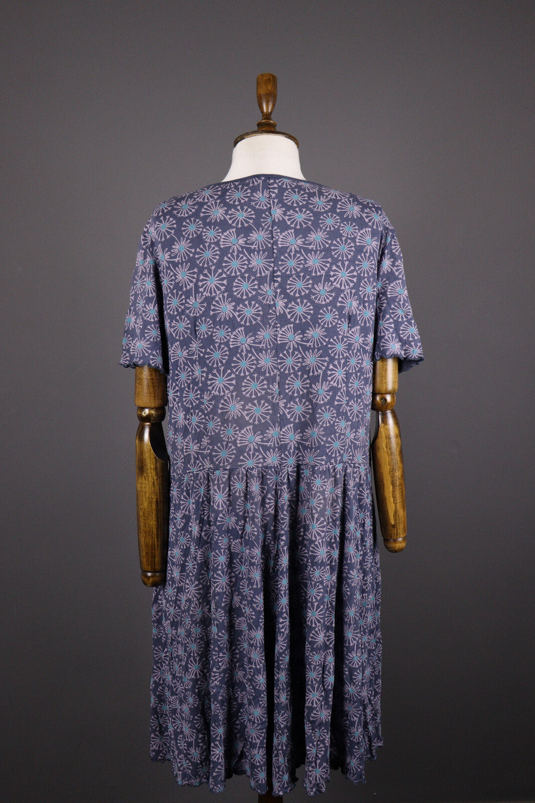 Deerberg Blue Floral Relaxed Summer Blouson A-Line Dress – Size L