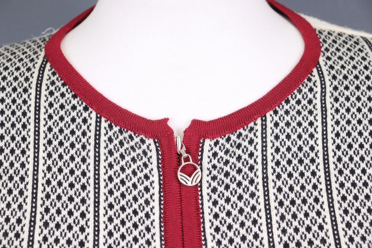 DALE OF NORWAY Multi 100% Wool Fair Isle Knit Crew Neck Full Zip Sweater – Size L