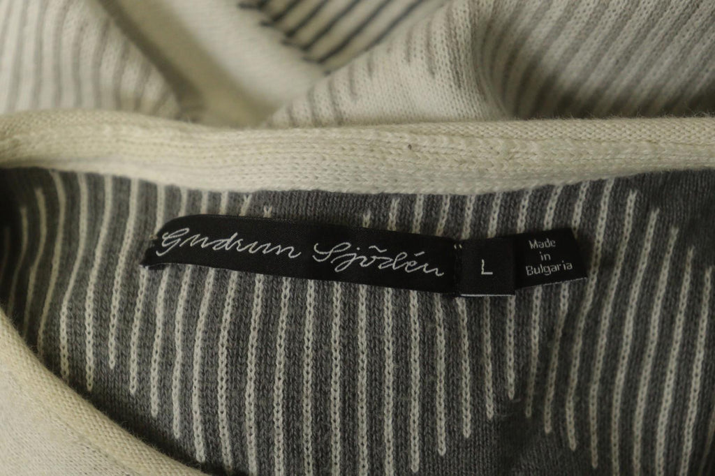 GUDRUN SJODEN Multi Herringbone Long Sleeve Round Neck Pullover Sweater – Size L