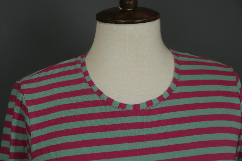 GUDRUN SJODEN Teal Pink Striped Casual Long Sleeve Pullover Blouse Top – Size S