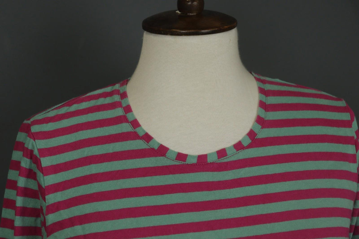 GUDRUN SJODEN Teal Pink Striped Casual Long Sleeve Pullover Blouse Top – Size S