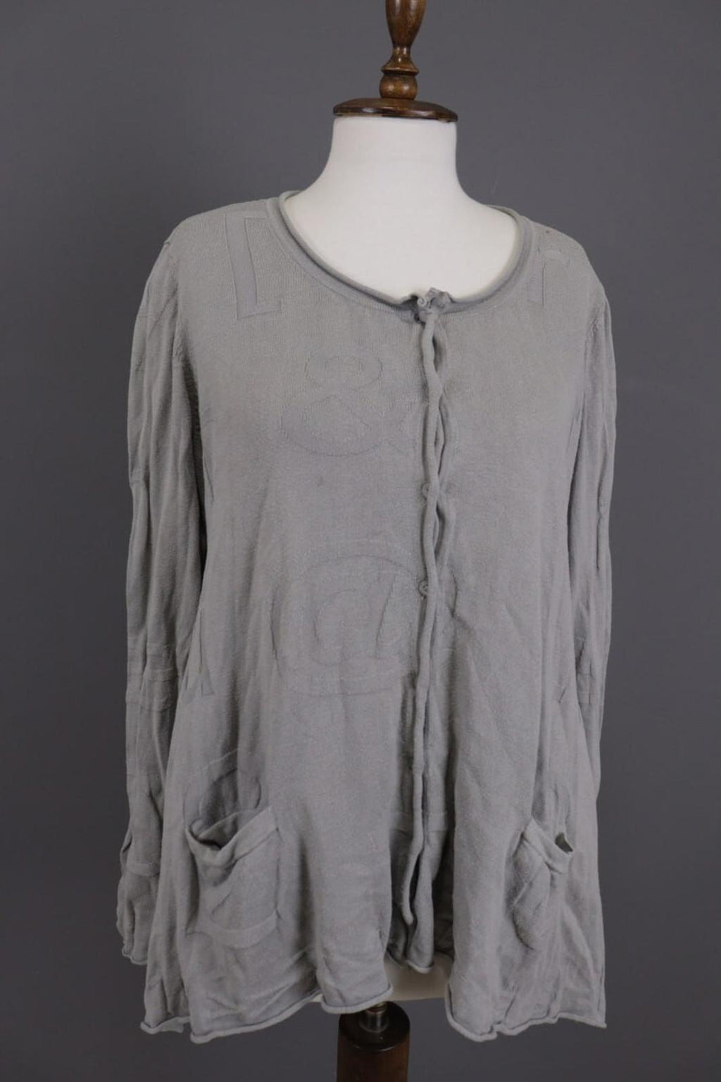 RUNDHOLZ Gray Embroidered Lagenloook Relaxed Cardigan Sweater – Size XL