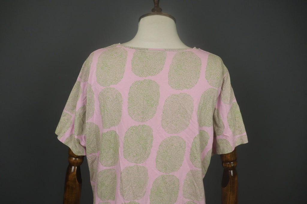 MARIMEKKO Pink Green Polka Dot Short Sleeve Round Neck Pullover Knit Top M/L