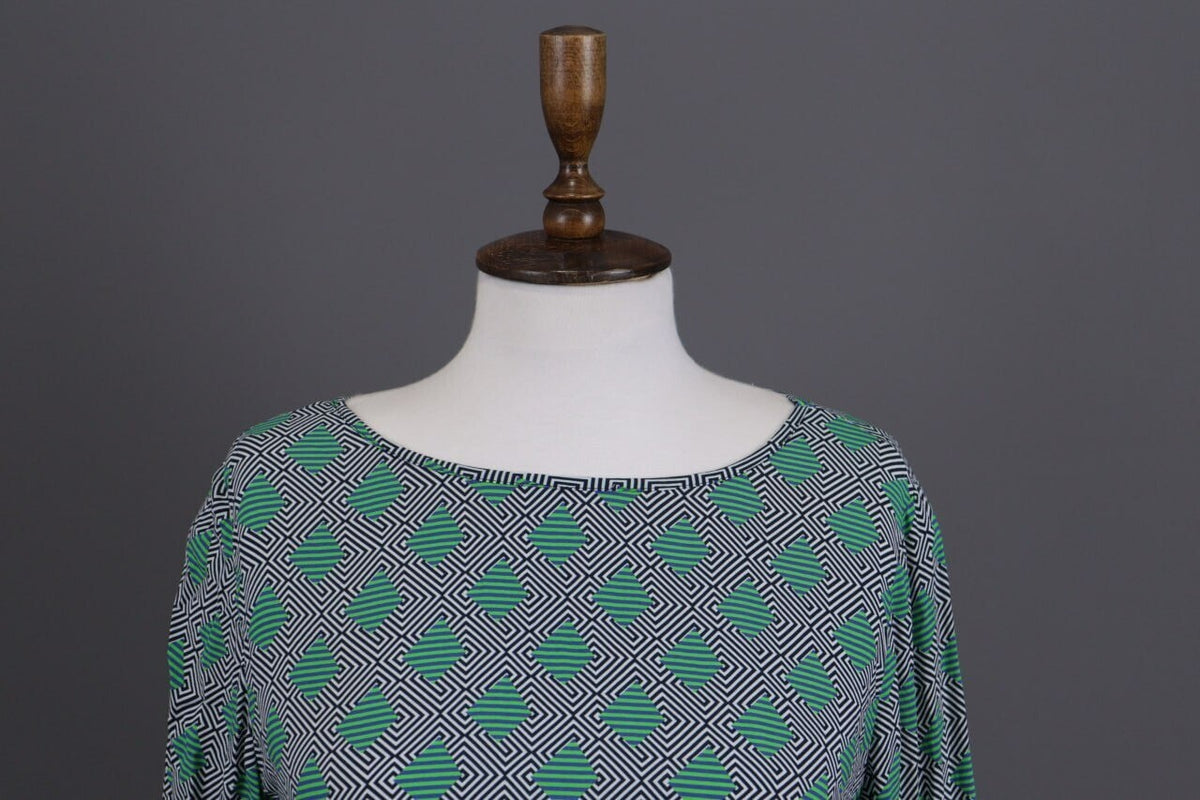 Emily Van Den Bergh Green Geometric Summer Long Sleeve Shirt Top – Size 38