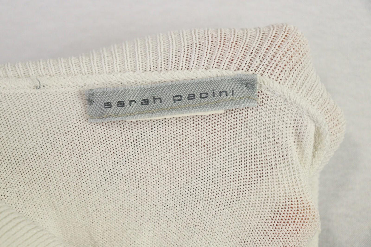 SARAH PACINI White Long Sleeve High Neck Top Blouse Shirt – Size M
