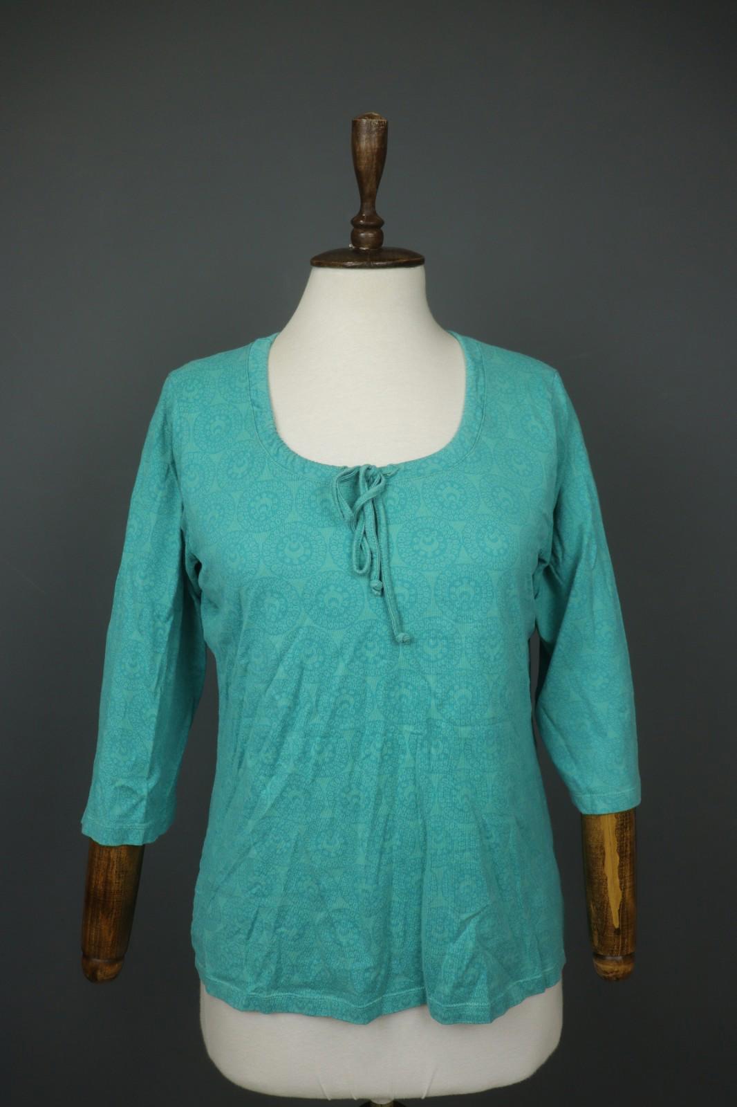 MARIMEKKO MIKA PURAINEN Green Geo Print Cotton 3/4 Sleeve Tie Neck Blouse Top