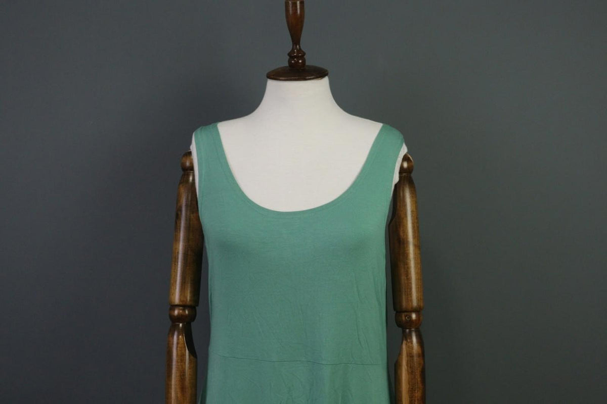 GUDRUN SJODEN Green Classic Scoop Neck Wide Strap Sleeveless Sheath Strap – Size L