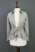 TRANSIT PAR SUCH Gray Beolt Long Sleeve Cape Top Blouse Shirt – Size 1