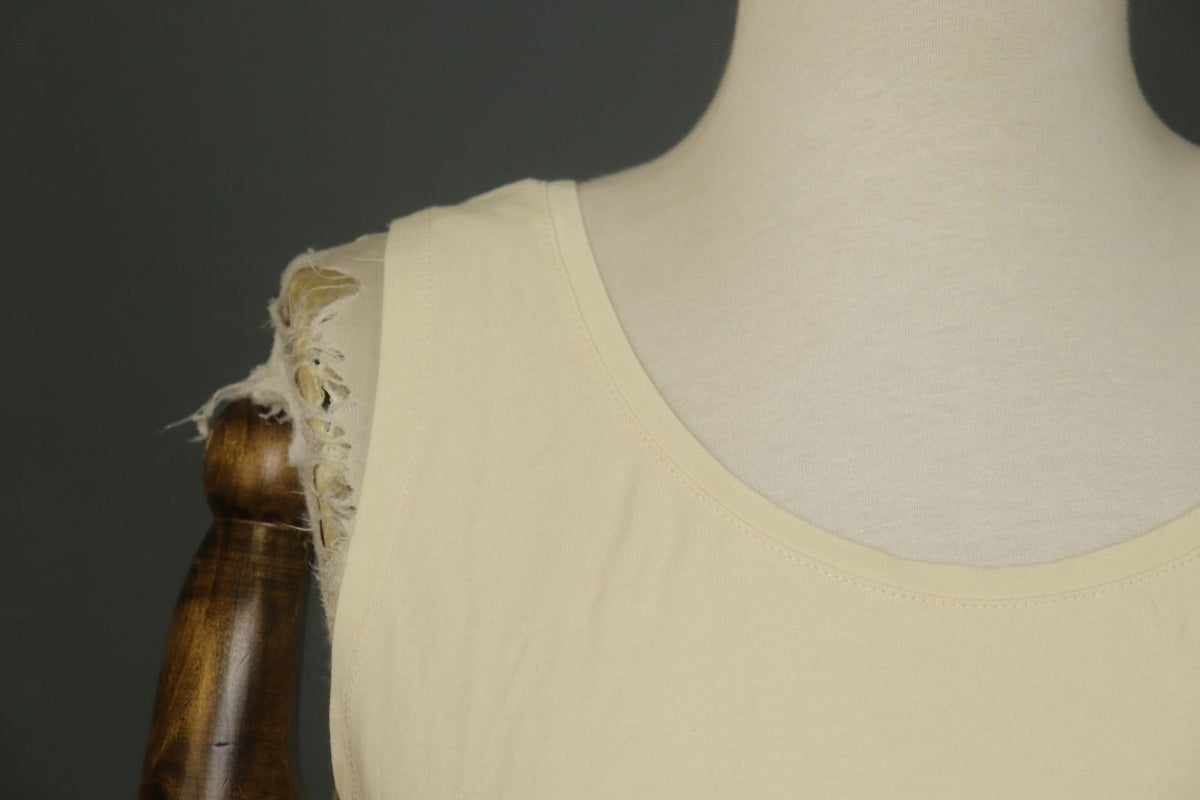 GUDRUN SJODEN White Organic Cotton Wide Straps Round Neck Pullover Tank Top Sz L
