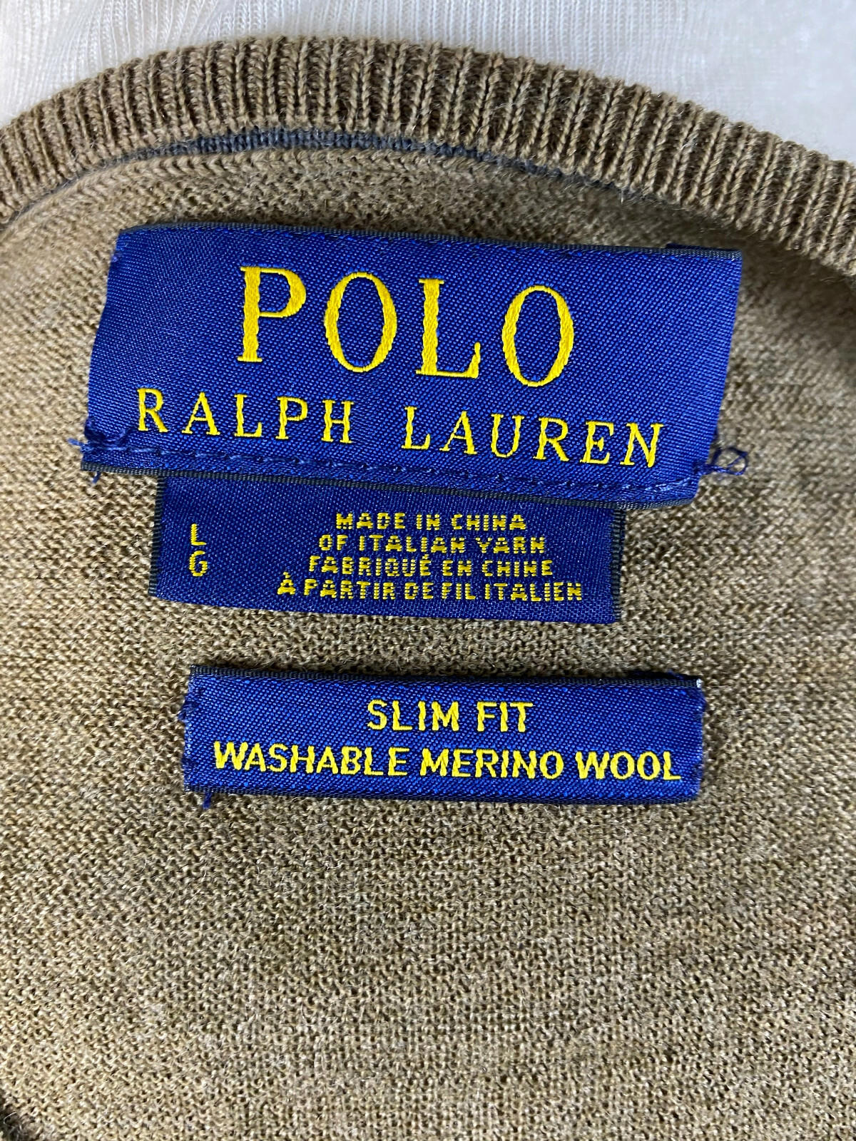 POLO RALPH LAUREN Brown Slim Fit Merino Wool Long Sleeve Sweater – Women's L