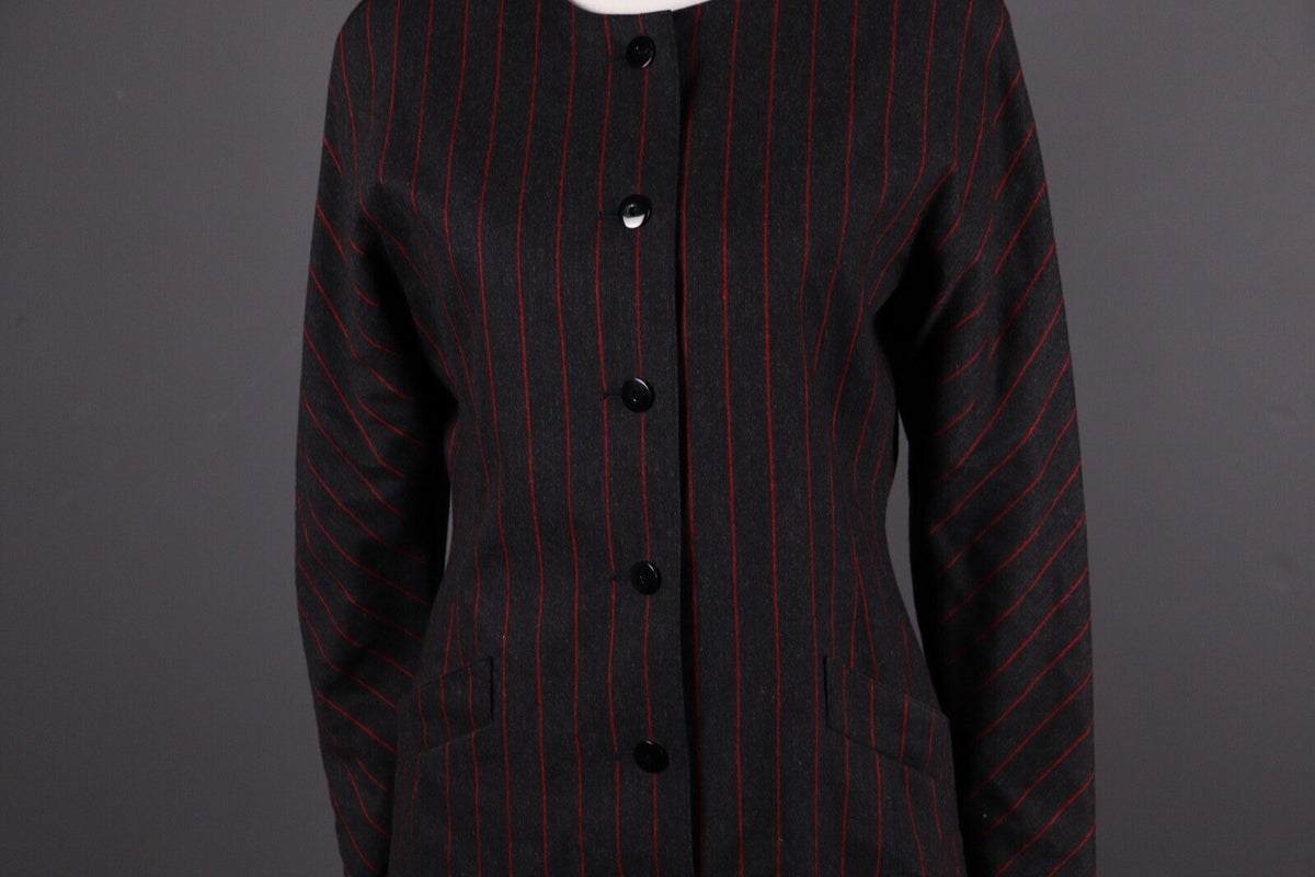 Escada by Margaretha Ley Wool Stripe 2 Piece Skirt Suit Blazer Black – Size 38