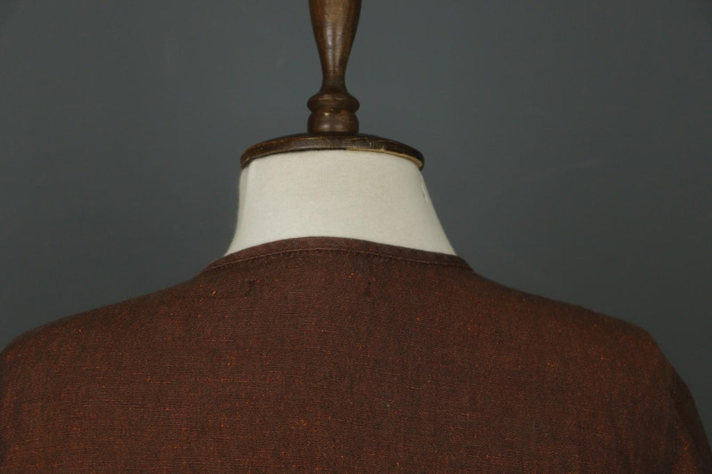 GUDRUN SJÖDEN Brown Lagenlook Linen Long Sleeve Button Front Shirt Dress – Size S