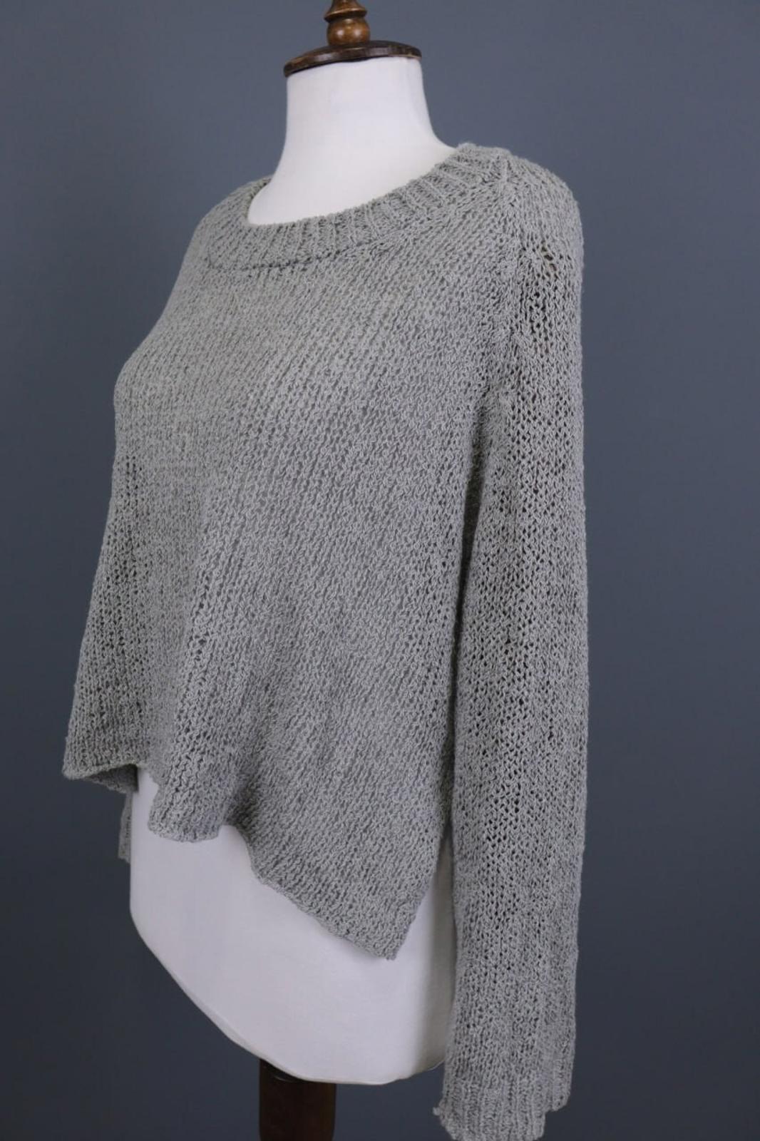 ANNETTE GORTZ Gray Open Knit Hemp Crew Neck Knit Sweater – Size S