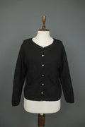 GUDRUN SJODEN Black 100% Wool Long Sleeve Button Front Cardigan Sweater – Size L