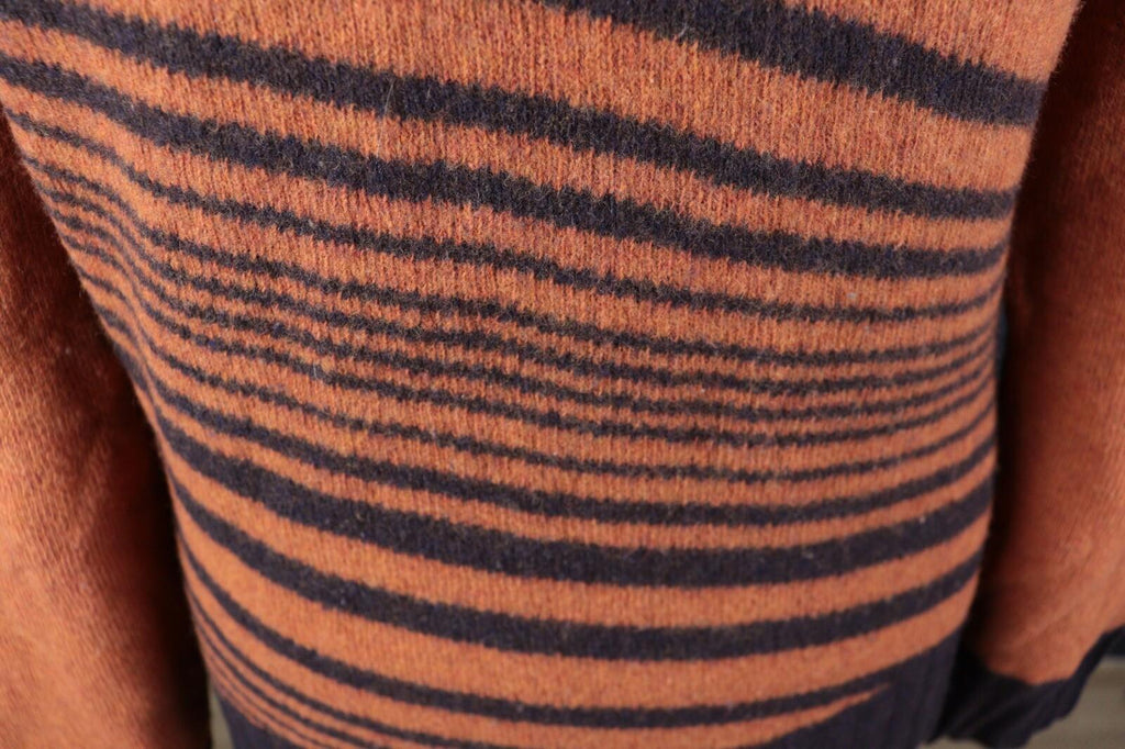 VERSACE JEANS COUTURE Orange Striped Wool Knit Long Sleeve Sweater – Size XL