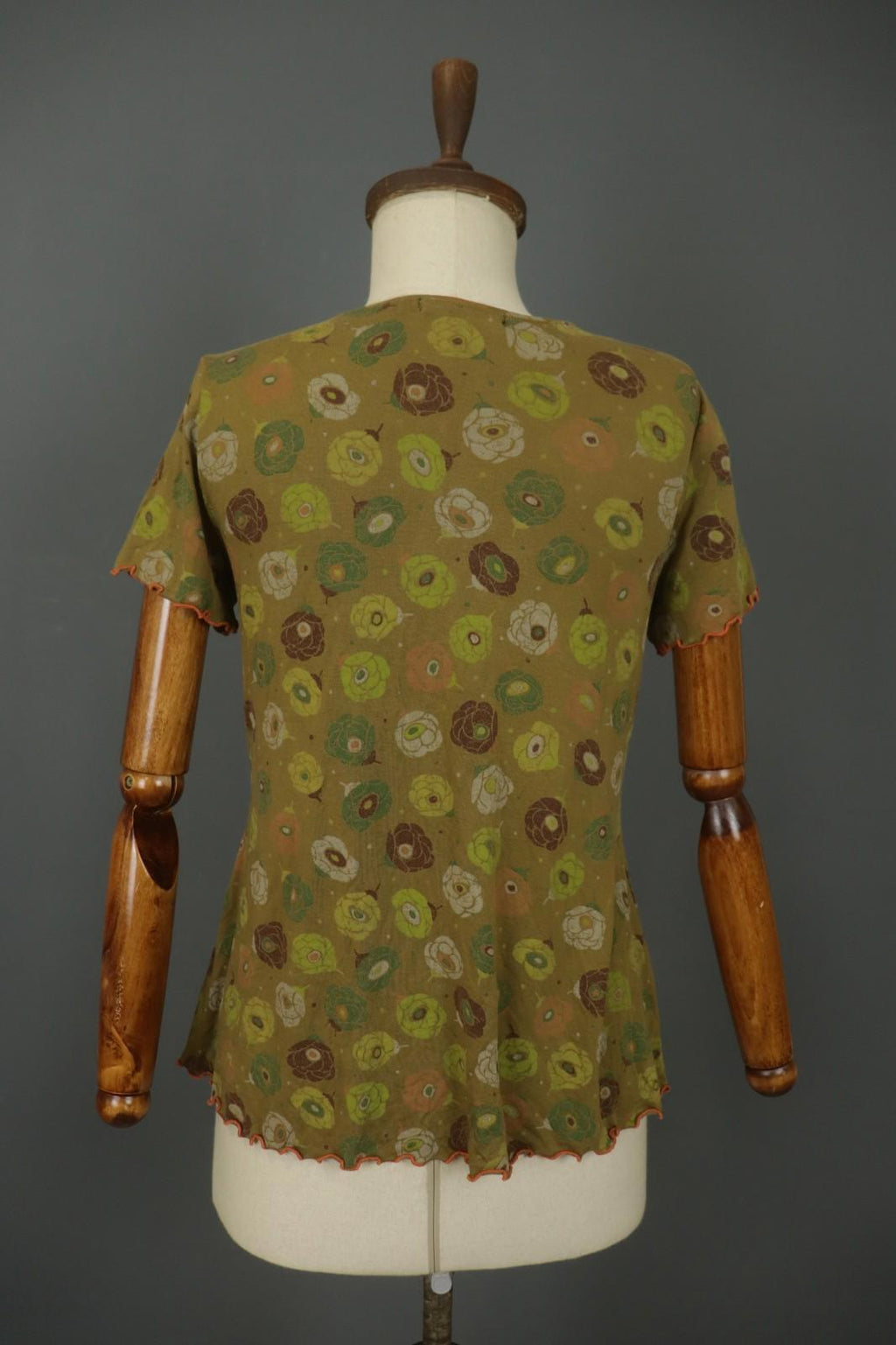GUDRUN SJODEN Multi Floral Round Neck Short Sleeve Pullover Blouse Top – Size S