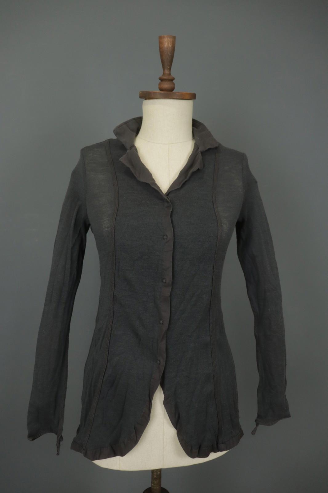 ANNETTE GORTZ Black Wool Collared Long Sleeve Button Front Shirt Top – Size XS