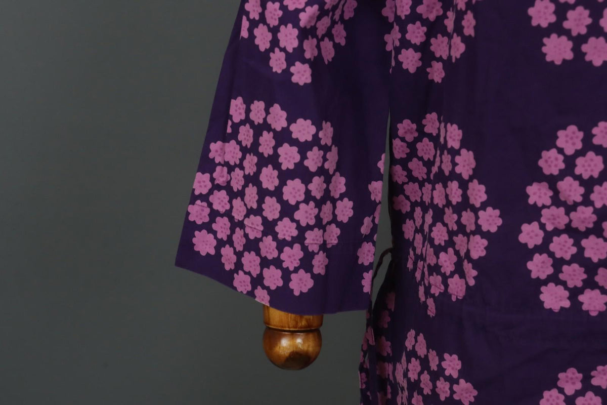 MARIMEKKO Mika Piirainen Purple Floral Cotton Long Sleeve Shift Dress – Size 36