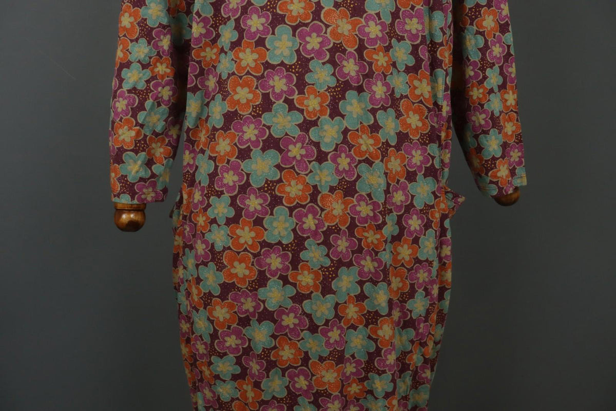 GUDRUN SJODEN Multi Modal Floral Crew Neck Long Sleeve Shift Dress – Size M