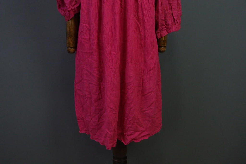 GUDRUN SJODEN Pink Henley 3/4 Sleeve Blouson Shirt Midi Dress – Size L