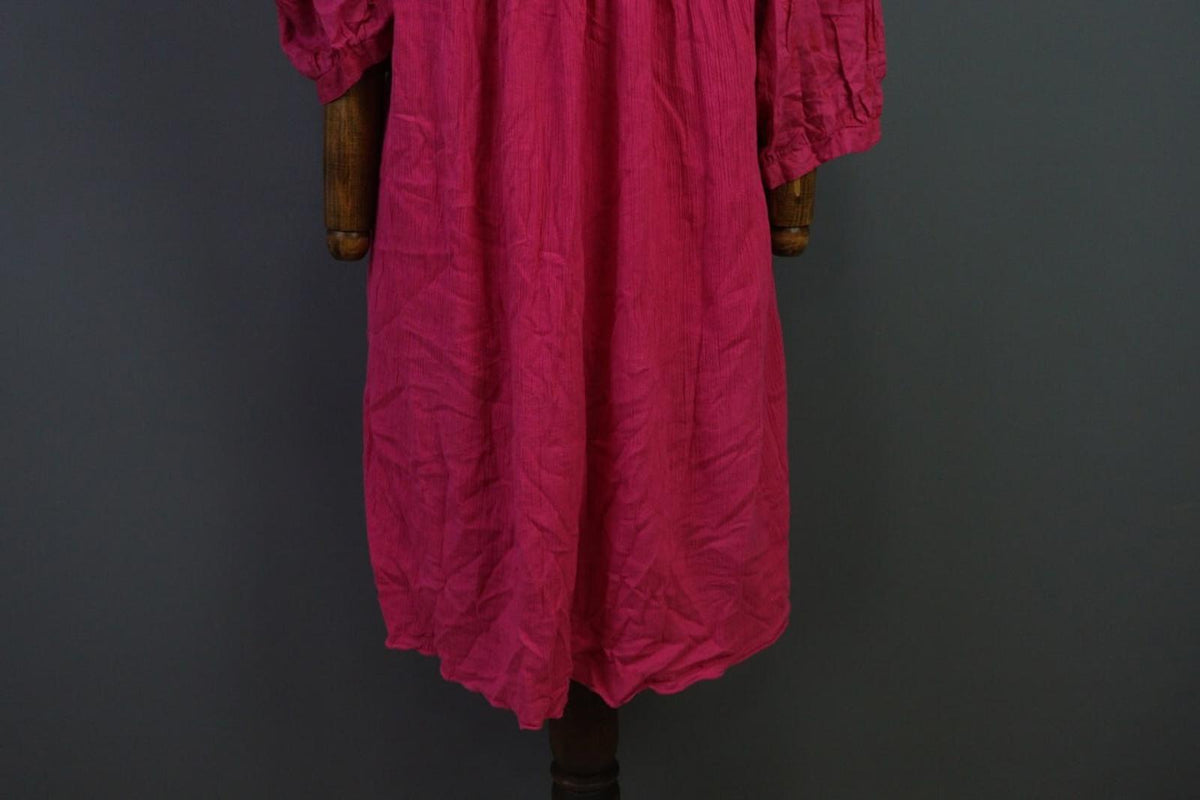 GUDRUN SJODEN Pink Henley 3/4 Sleeve Blouson Shirt Midi Dress – Size L