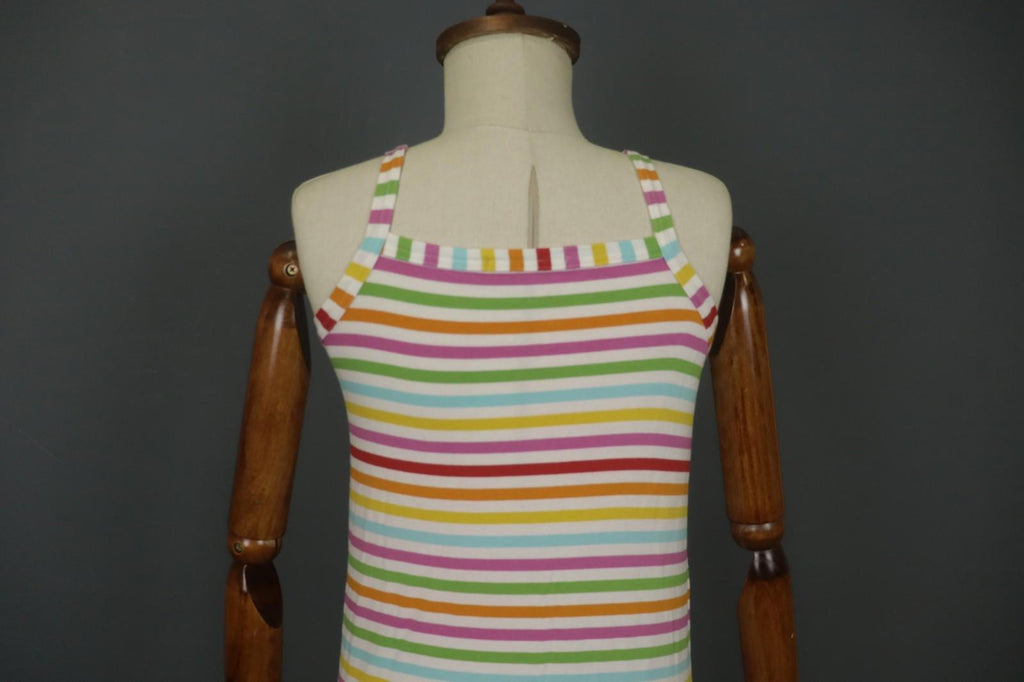 GUDRUN SJODEN Multi Striped Wide Strap Square Neck Pullover Tank Dress – Size S