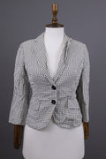 Max Mara White & Black 3/4 Sleeve Check Blazer Jacket – Size I 40 / USA 6