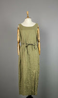 Vintage Women LAURA ASHLEY Khaki Belted Sleveless Maxi Dress – Size 14