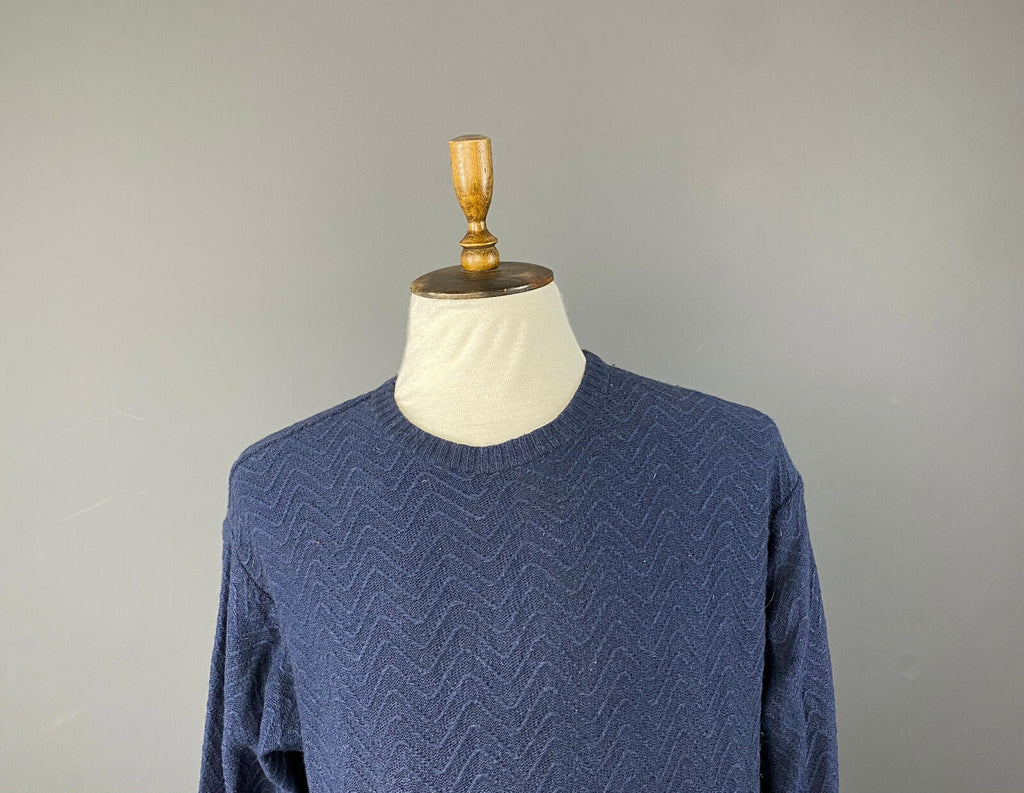 Vintage Men VALENTINO Viscosa/Nylon/Cashmere Blue Knit Sweater – Size 50