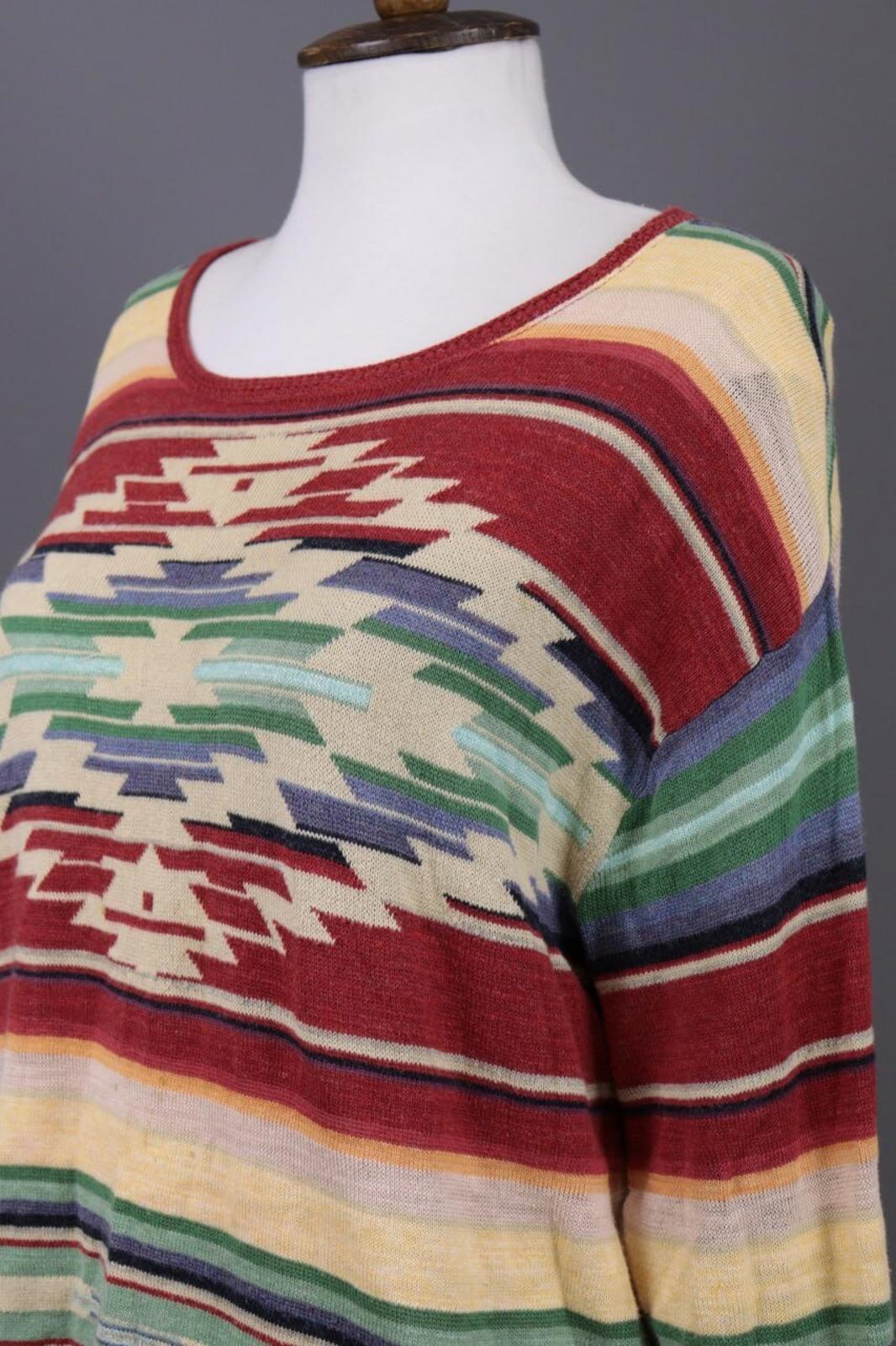 DENIM SUPPLY RALPH LAUREN Multicolor Aztec Linen Lagenlook Knited Sweater – Size L