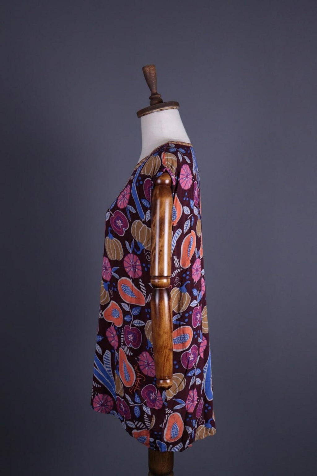 GUDRUN SJODEN Multicolor Fruits Print Sleeveless Blouson Dress – Size M