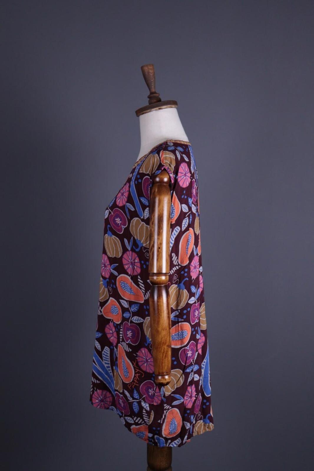 GUDRUN SJODEN Multicolor Fruits Print Sleeveless Blouson Dress – Size M
