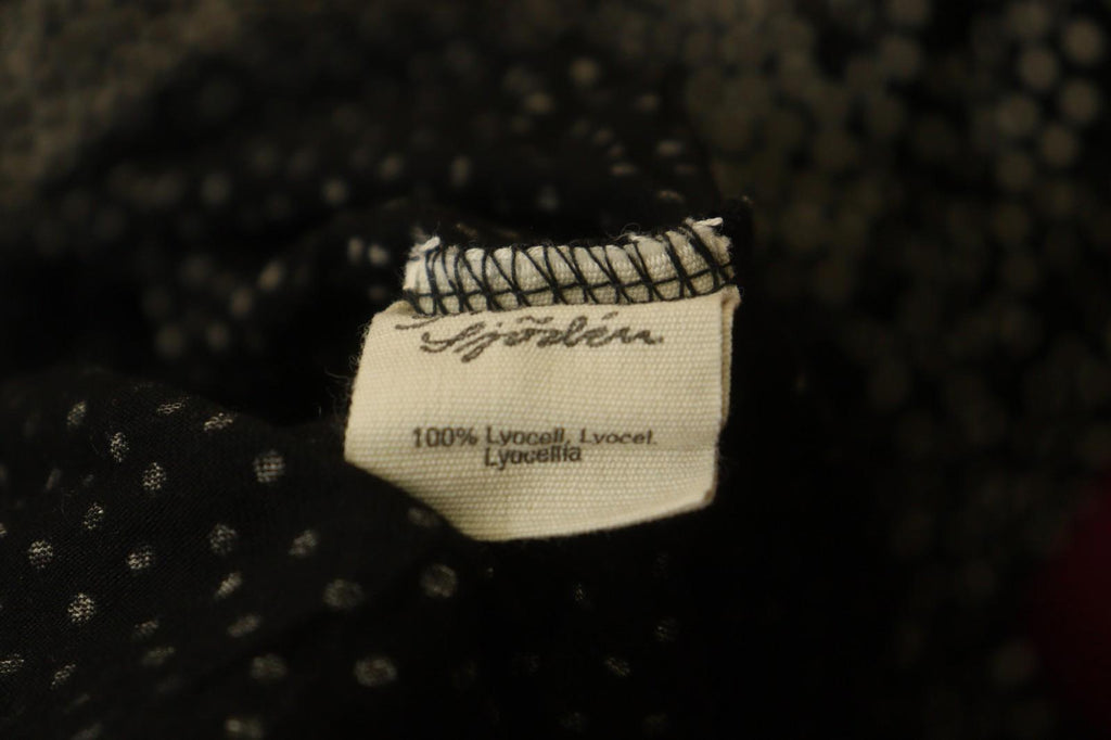 GUDRUN SJODEN Black White Polka Dot Lyocell Round Neck Pullover Sweater – Size L