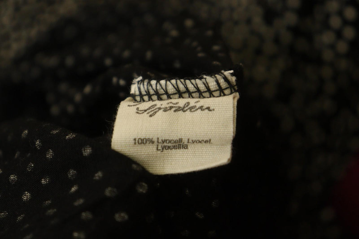 GUDRUN SJODEN Black White Polka Dot Lyocell Round Neck Pullover Sweater – Size L