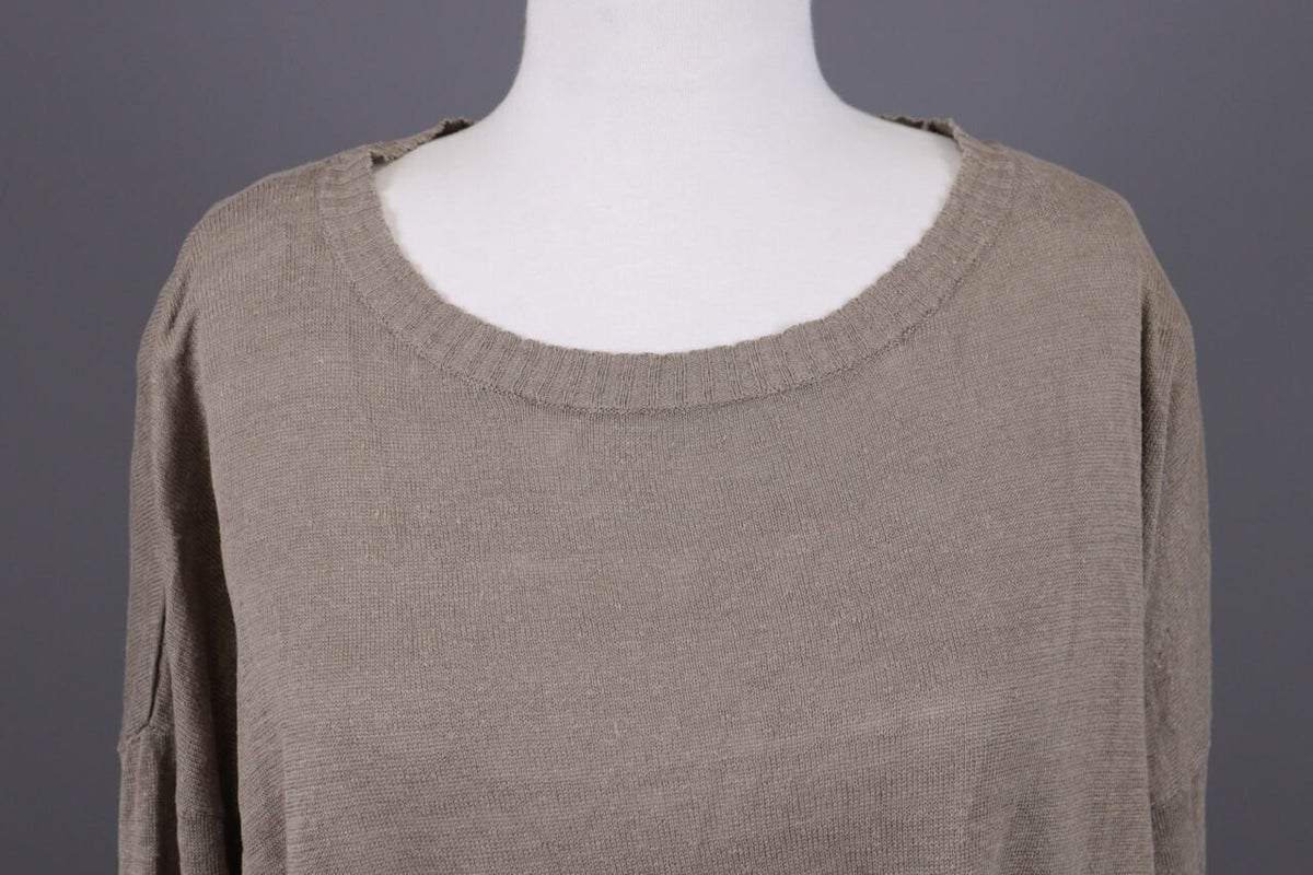 Gudrun Sjoden Brown Linen Lagenlook Long Sleeve Relaxed A-Line Dress – Size L