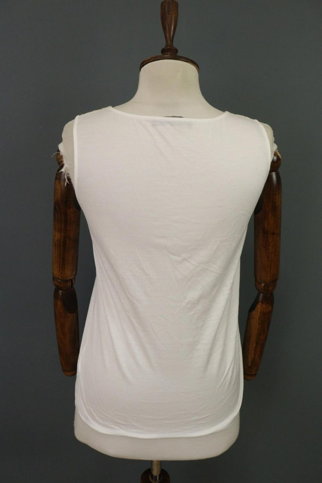 FABIANA FILIPPI Beige White 100% Cotton Beaded Wide Strap Tank Top – Size XS