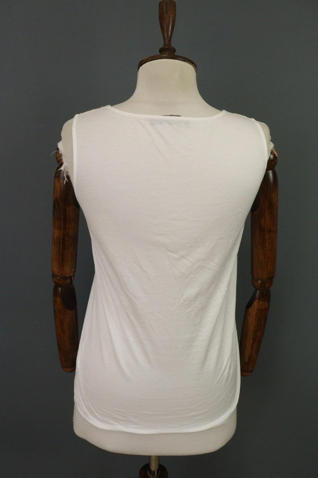 FABIANA FILIPPI Beige White 100% Cotton Beaded Wide Strap Tank Top – Size XS