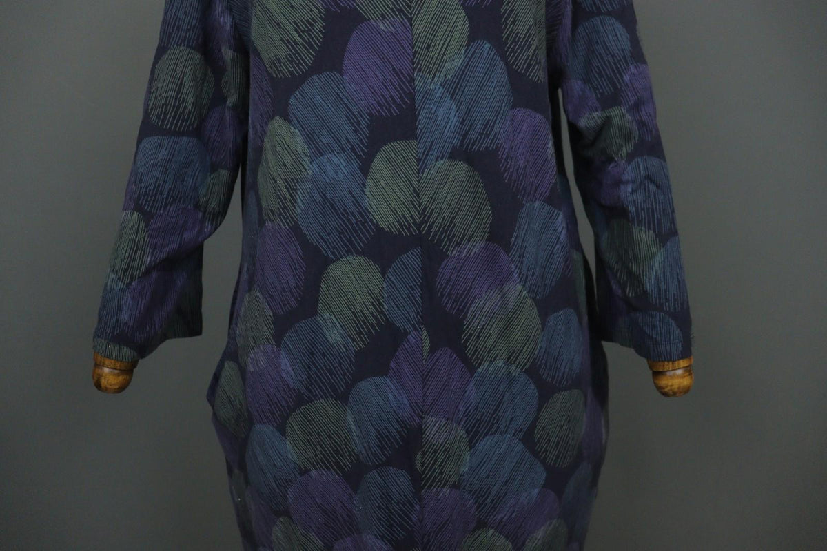 GUDRUN SJODEN Multi Abstract Print Long Sleeve Scoop Neck Sheath Dress M/L