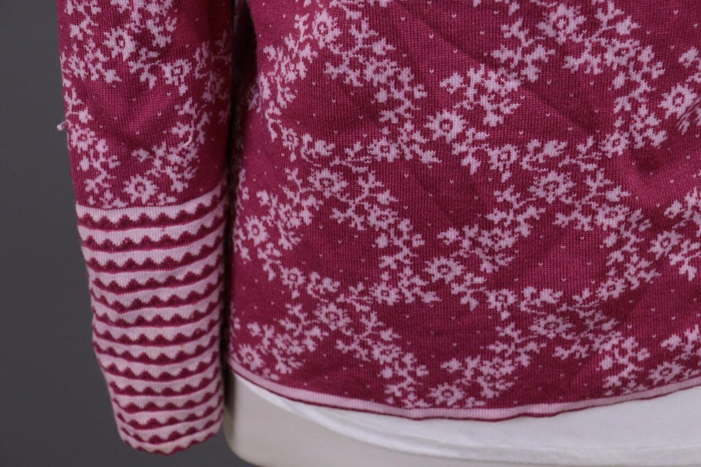 OLENA ESPELAND Pink Floral Wool Silk Knit Cardigan Sweater – Size M