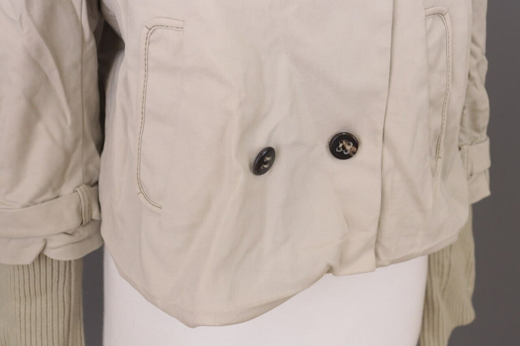 Laurel Beige Double Breasted Designer Wool Cropped Coat Jacket – Size 44
