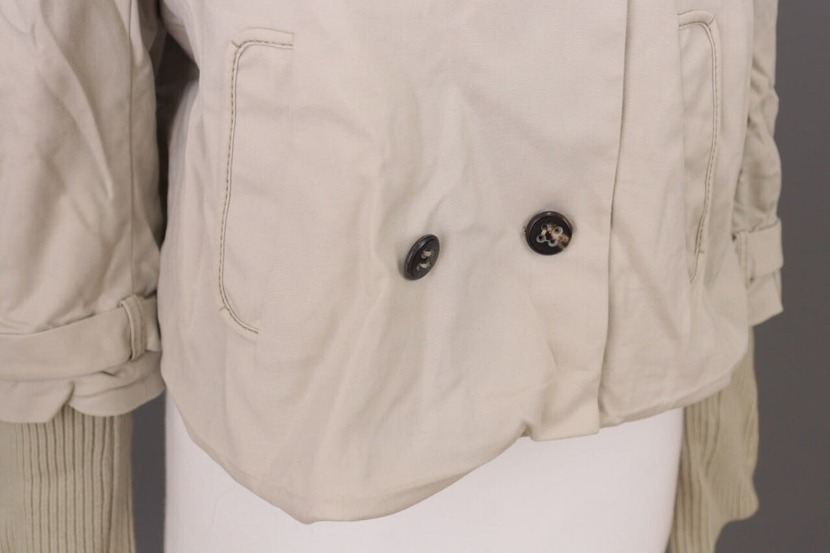 Laurel Beige Double Breasted Designer Wool Cropped Coat Jacket – Size 44