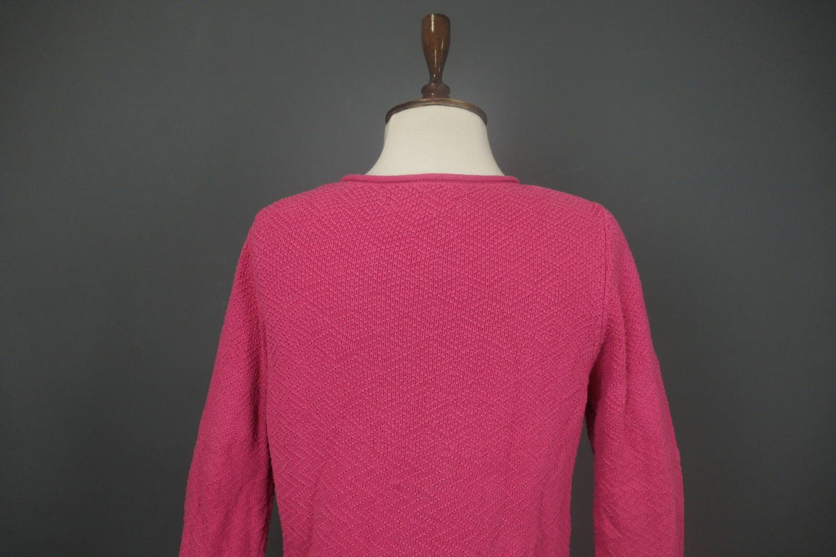 GUDRUN SJODEN Pink Cotton Knitted Long Sleeve Round Neck Pullover Sweater – Size S