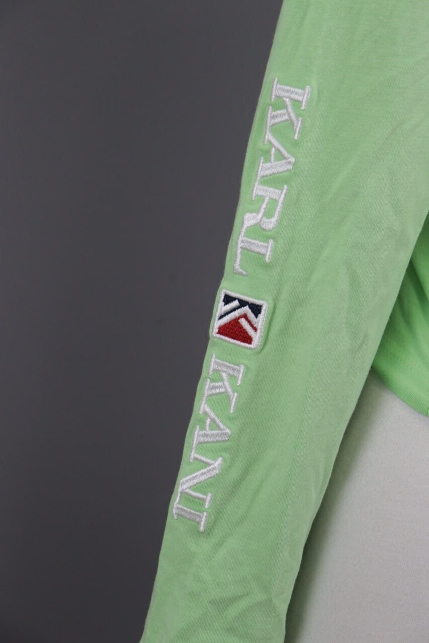 Karl Kani Embroidered Sleeve Green Asymmetrical One Shoulder Shirt – Size S – Used
