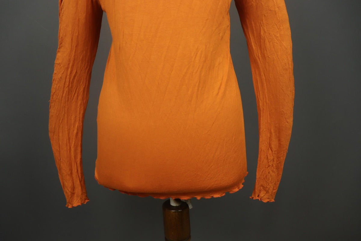 GUDRUN SJODEN Orange Modal Stretch Slim Fit Long Sleeve Pullover Blouse Top Sz M