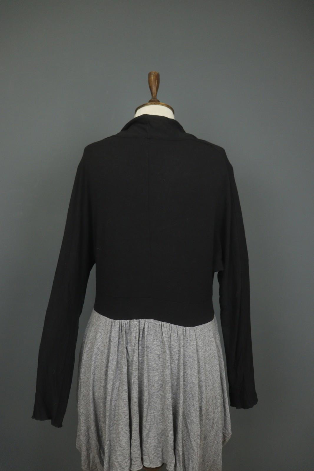 MARIMEKKO RITVA FALLA Black Gray Viscose Knitted Casual Long Sleeve Dress M/L