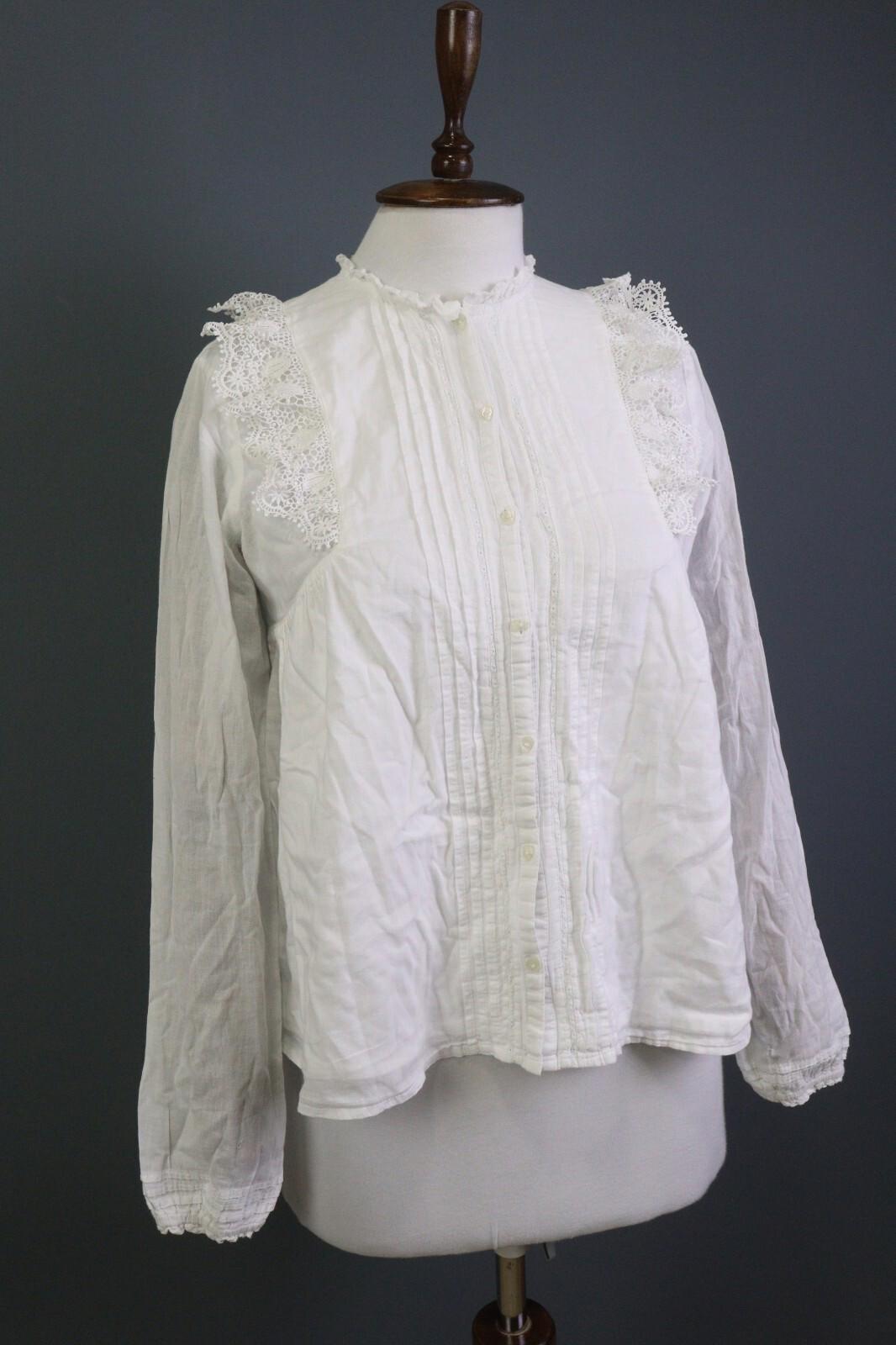 ZADIG & VOLTAIRE White Long Sleeve Button Down Lace Top Blouse Shirt – Size 16-M