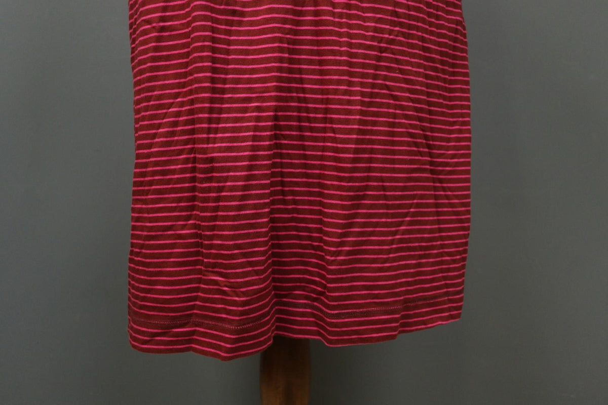 GUDRUN SJÖDEN Burgundy Pink Stripe Organic Cotton Long Sleeve Shift Dress – Size L
