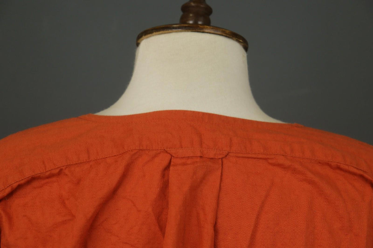GUDRUN SJODEN Orange Cotton Long Sleeve V-Neck Button Front Shirt Dress – Size M