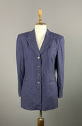 Escada Navy Blue Cashmere Striped Sport Coat Blazer Jacket – Women's 40
