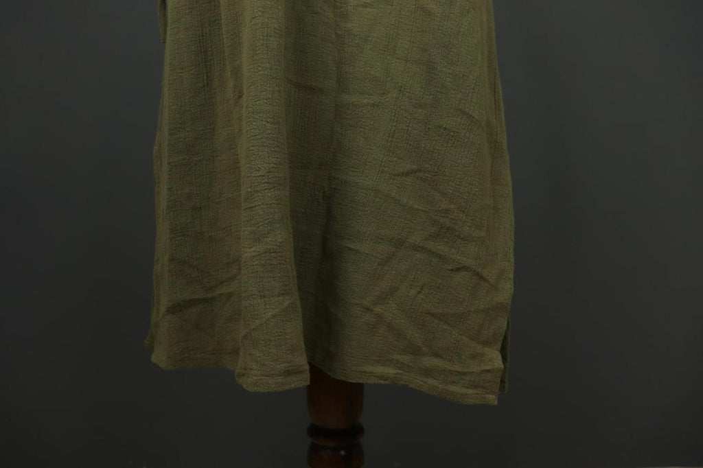 GUDRUN SJODEN Green 100% Cotton Round Neck Side Slit Sleeveless Long Dress Sz L